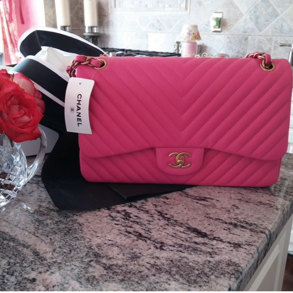 Chanel Fuchsia Chevron Shoulder Bag